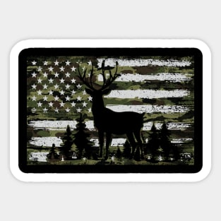 Camouflage American Flag Deer Hunting Sticker